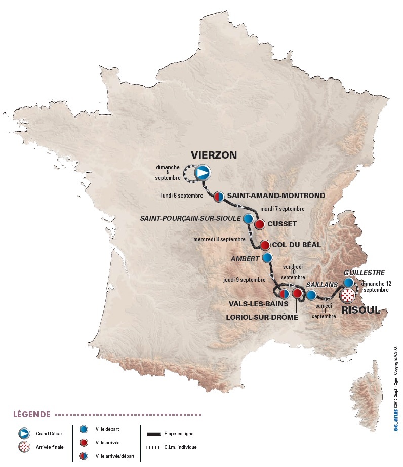 Streckenverlauf Tour de l`Avenir 2010